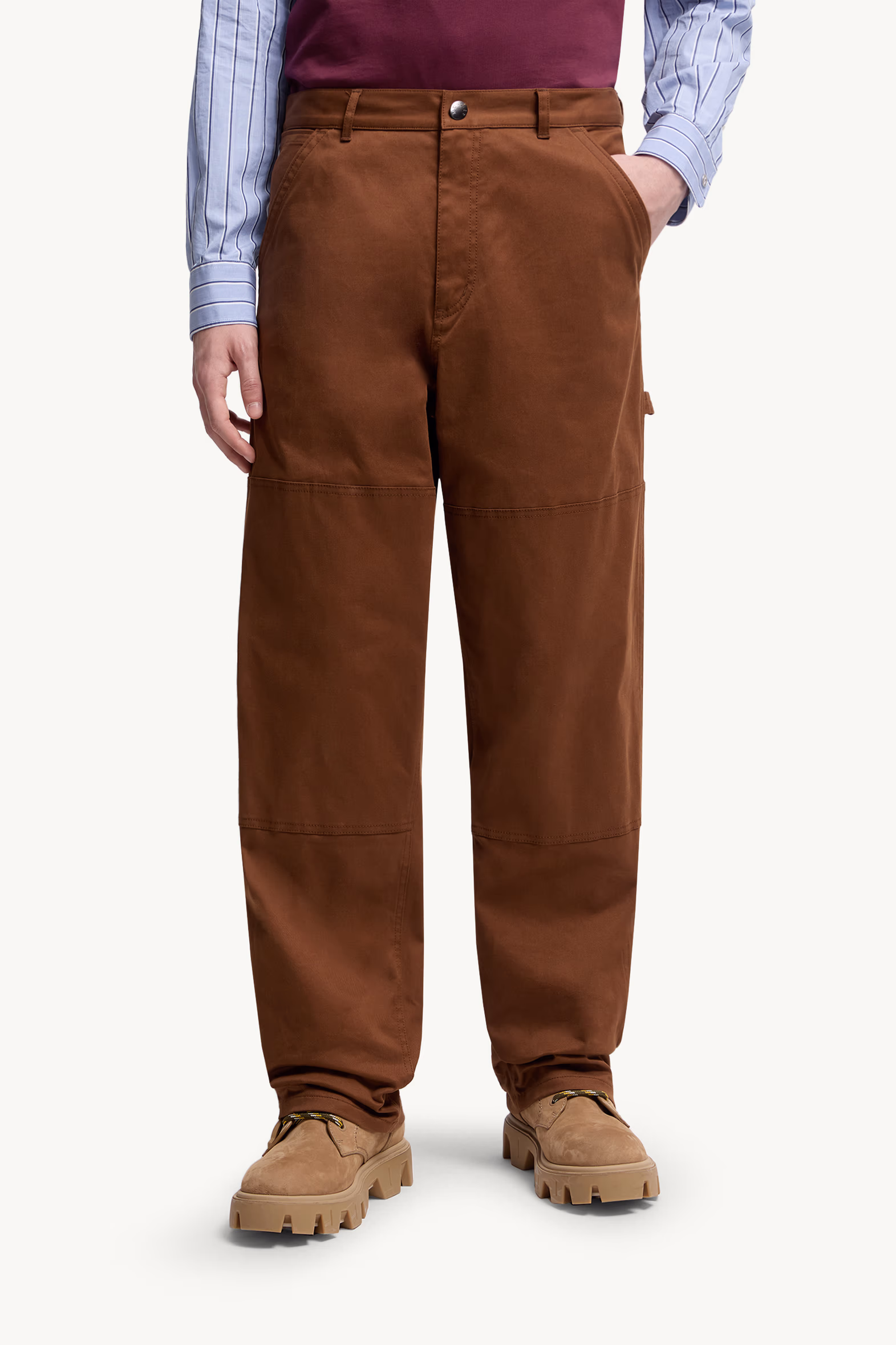 Pantalon en gabardine de coton Hommes Marron Moncler 3